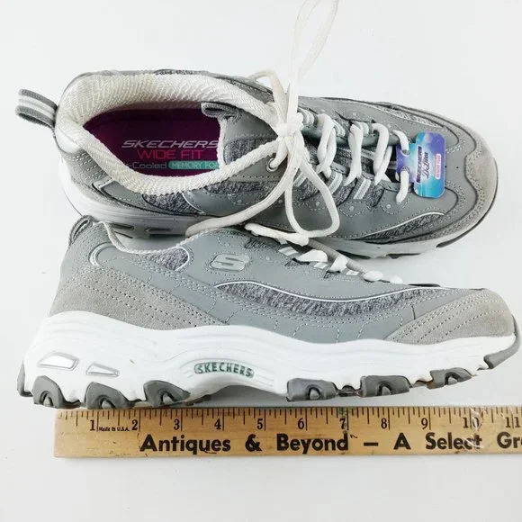 Skechers D'Lites Women's Size-7 Air-Cooled Memory Foam Gray Shoes 11936W - Picture 5 of 8